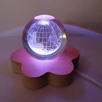 Support de boule de cristal Base de lampe de nuit en bois LED Base de lampe 3D en bois LED pour Illusion Veilleuse acrylique