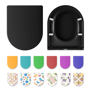 <span class=keywords><strong>Tapa</strong></span> de Inodoro de Color Personalizado, Negra, para Uso Doméstico, para Adultos, Europea, <span class=keywords><strong>Universal</strong></span>, en Forma de D, con Cierre Lento, Asiento de Inodoro UF - Product Image 2