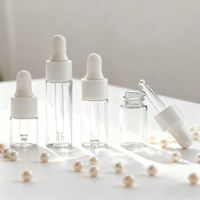 Flacon compte-gouttes cosmétique en verre transparent de qualité supérieure pour huile essentielle, sérum de soin de la peau, avec bouchon doré, 10 ml, 15 ml, 30 ml