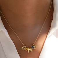 Collar SongYi de Latón de 18k con Dije en Forma de Lágrima con Piedra de Nacimiento de 12 Meses y Combinación de 26 Letras, Certificado CE, para el Día de San Valentín