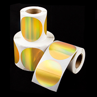 Étiquettes thermiques holographiques rondes dorées de 50 mm, étiquettes adhésives, étiquettes thermiques imperméables avec code-barres, autocollants pour emballages cadeaux