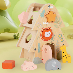 Jouet éducatif Montessori <span class=keywords><strong>en</strong></span> bois <span class=keywords><strong>en</strong></span> forme de <span class=keywords><strong>maison</strong></span> dans les arbres, blocs d'animaux à assortir, jouet sensoriel pour développer la motricité fine, cadeau pour les tout-petits - Product Image 2
