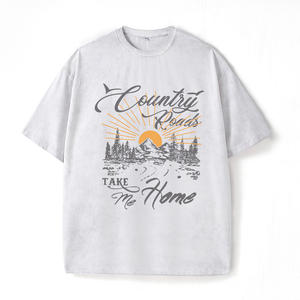 T-shirt graphique pour homme 'Country Roads Take Me Home' en coton 100% écologique, délavé à l'acide, surdimensionné, vintage, à manches courtes - Product Image 3