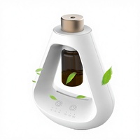 Diffuseur d'huiles essentielles portable en plastique avec logo personnalisé, lampe LED colorée à effet bois, humidificateur intelligent à brume froide pour la maison