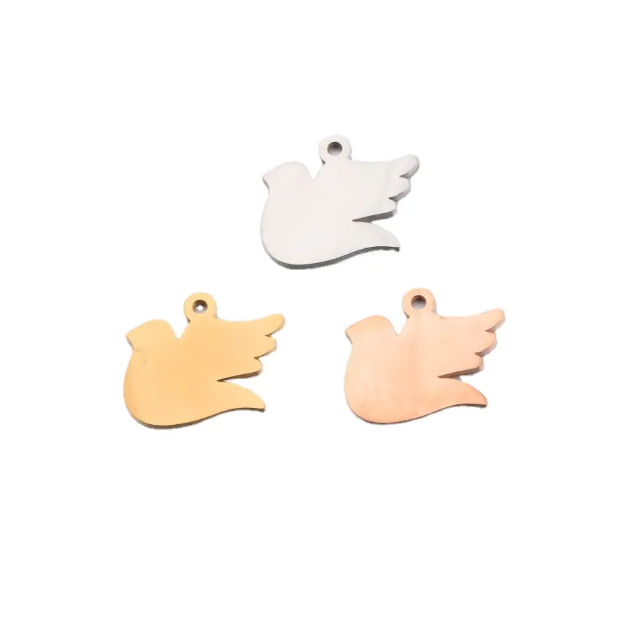 Hot selling bird dove shape pendant DIY mirror stainless steel peace Cute simple cheap dove pendant jewelry
