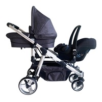 Poussette double compacte pliable en alliage d'aluminium et tissu VICO YT-9610 classique, directement de l'usine, avec grandes roues arrière et frein