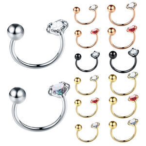 316L Acier Chirurgical Nez Septum <span class=keywords><strong>Anneau</strong></span> Circulaire Barbell Horseshoe <span class=keywords><strong>Anneau</strong></span> <span class=keywords><strong>Oreille</strong></span> Cartilage Helix <span class=keywords><strong>Piercing</strong></span> Bijoux Avec 1 CZ Ends - Product Image 2