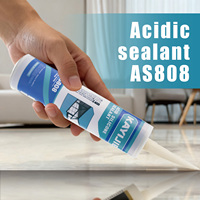 Vente en gros de mastic en silicone acétique neutre adhésif fort pour le remplissage des espaces de salle de bain en verre pour fenêtre apparence de pâte transparente