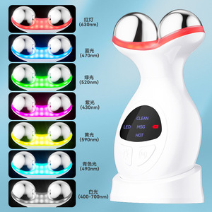 Masajeador facial y de cuello, dispositivo de belleza reafirmante recargable por USB con luz de 7 colores para limpieza y mejora de la piel - Product Image 2