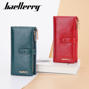Cartera Larga Baellerry para Mujer, de Cuero PU, Gran Capacidad, con Cierre, Color Sólido, Decoración con Botones - Product Image 3