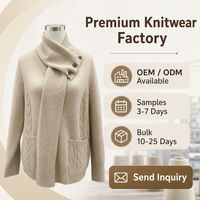 Pull sans manches à col écharpe boutonné pour femme, anti-plis, anti-rétrécissement, respirant, en maille douce et chaude, en fil filé à la main