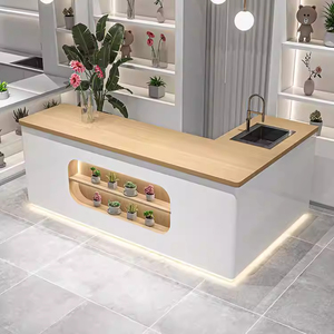 Fournitures pour cafés, présentoir en bois personnalisé pour café/desserts/pâtisseries, éclairage LED, robuste, finition vernie - Product Image 5
