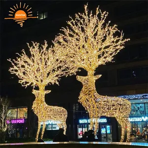 LED 3D 크리스마스 휴일 야외 끈 동물 순록 장식 사슴 카트 모티브 라이트