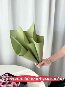 Papier d'emballage floral coréen mat en gros, papier d'emballage pour bouquet de fleurs fraîches avec bord doré et film gelée - Product Image 6