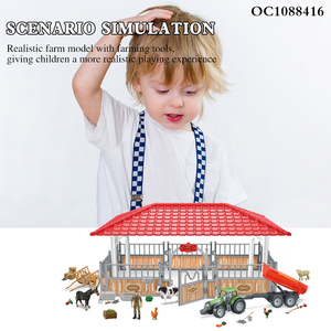 Chất lượng cao nhựa trẻ em ngựa mini trang trại động vật pullback xe máy kéo Đồ chơi thiết lập - Product Image 3