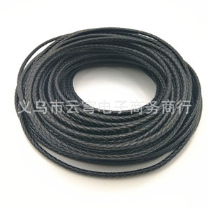 Genuine Leather <b>Rope</b> Black Round Woven Cord For <b>Bracelet</b> Necklace Pendant Jewelry Making Yiwu Origin - Product Image 1