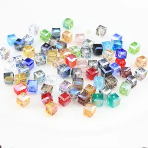 DIY玻璃立方珠3D水晶10毫米透明玻璃珠手链项链工艺品配件