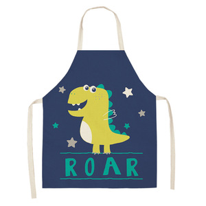 Delantal de dibujos animados de dinosaurios para niños, lavable a máquina, material de lino, uso diario, diseño antiincrustante - Product Image 3