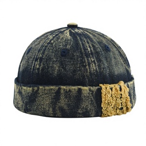 Gorro de Mezclilla con Estampado Tie-Dye Retro de Buena Calidad, con Flecos y Borde Deshilachado, Estilo Casual, Transpirable, para Uso Diario - Product Image 1