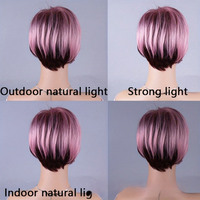 Perruque courte en dentelle sans colle, style Pixie, fabriquée à la machine, en soie haute température, couleur mélangée, effet volumineux, modèle DM254 par Senmu Beauty