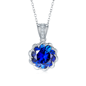 Collar de Plata 925 con Zafiro Azul, Ideal para Fiestas de Moda, Uso Diario, Festivales, Excelente Regalo Sorpresa para Chicas, Diseño Elegante - Product Image 1