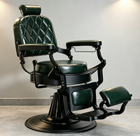 Fauteuil de barbier au style rétro haut de gamme, repose-pieds réglable, fauteuil de barbier rotatif pour salon de coiffure masculin