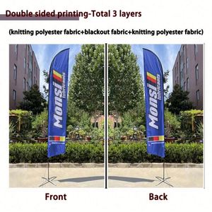 Bandera Publicitaria Personalizada a Todo Color con Diseño de Pluma Voladora, Bandera de Playa en Forma de Lágrima de Una o Dos Caras, Impresa en Serigrafía sobre Plástico - Product Image 6