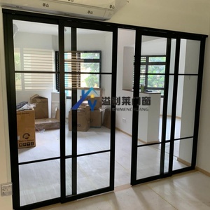 <span class=keywords><strong>Porta</strong></span> <span class=keywords><strong>Scorrevole</strong></span> Doppia in Lega di Alluminio con Isolamento Termico e Acustico, Vetro Basso Emissivo, Stile Americano, per Interni, Giardini, Supermercati e Uso Esterno - Product Image 4