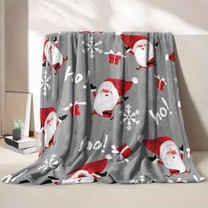 Christmas Santa Reindeer Snowflake Flannel Blanket Throw Blanket Nap Blanket Festive Winter Warm <b>Machine</b> Washable Fade Resistant - Product Image 3