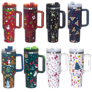 Tumbler <span class=keywords><strong>da</strong></span> Viaggio in Acciaio Inox <span class=keywords><strong>da</strong></span> 40oz con Manico e Cannuccia, Stampa Natalizia Personalizzata <span class=keywords><strong>Grinch</strong></span> Leopard Tie-dye, Vendita all'Ingrosso - Product Image 6