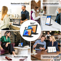 Pantalla táctil de señalización digital de escritorio de 10,1 pulgadas, pantalla táctil capacitiva de 10 puntos, Android, negro, blanco, autoservicio, uso comercial