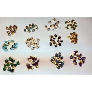 Colgantes de Piedras Naturales de Nacimiento de Alta Calidad, Crudas, Pequeñas, con Efecto Curativo, Bañadas en Oro, con Juego de Colores, Tamaños de 7mm a 12mm - Product Image 3