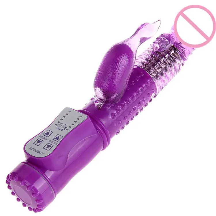 Battery Operated purple jelly Rabbit Vibrator Plastic Dildo Penis Vibrator Women Vaginal Clitoris Stimulator sex toys for women