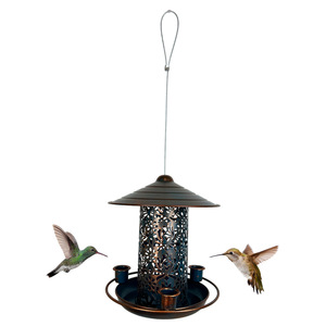 Mangeoire à oiseaux en métal <span class=keywords><strong>pour</strong></span> accrocher à l'extérieur, mangeoire à graines, mangeoires à oiseaux sauvages <span class=keywords><strong>pour</strong></span> jardin Cardinal Finch Bluebird, facile à remplir et à nettoyer - Product Image 3