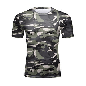 Dijital baskı kısa uzun 4 parça spor Fitness giysileri takım erkekler hızlı kuru elastik vücut geliştirme spor t Shirt pantolon erkekler için Set - Product Image 2