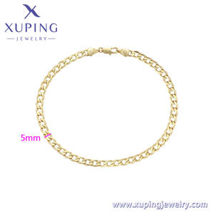 X000991636 Xuping गहने क्लासिक 14k गोल्ड प्लेटेड सरल फुट कड़ी चेन फैशन टखने - Product Image 3