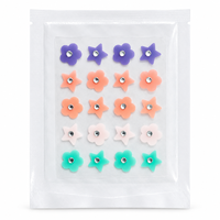 20pcs Plester Jerawat Hidrokoloid Berhias Rhinestone, Bentuk Bunga dan Bintang Warna Pastel, Kemasan Individual, Logo Kustom OEM/ODM