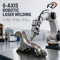 Mesin Pengelasan Laser Robotik 6 Sumbu Presisi Tinggi Sistem Kepala Wobble Pengelasan Laser Otomatis Kontinu untuk Braket Logam Lembaran Melengkung