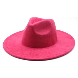Custom LogoPink Wide Brim Fedora Panama Caps Women Vegan <b>Western</b> Cowboy Suede <b>Hat</b> Formal Dress for Party Scene - Product Image 4
