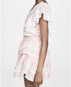 GIMILY OEM y ODM productos personalizados al por mayor chica Casual Color sólido encaje ajuste con volantes detalle cuello en V Flutter manga Midi vestido - Product Image 2