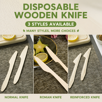Couteau à beurre en bois jetable 100% bois de bouleau naturel biodégradable compostable écologique pour fêtes pique-niques en gros