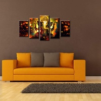 Art mural 3D HD du dieu hindou indien Ganesha l'éléphant, peinture sur toile non encadrée pour la décoration du salon