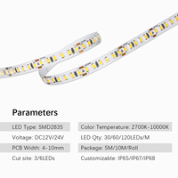 Bandes LED 2835 avec garantie de 5 ans, 6000k 4000k 3000k Ra92 Smd2835 120 Smd, bande LED 2835