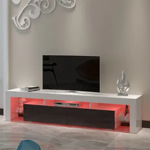 Gmart सस्ते आधुनिक लक्जरी उच्च चमक टीवी स्टैंड के नेतृत्व में रोशनी मंजिल टीवी खड़ा दीवार चिमनी के साथ इकाई टीवी अलमारियाँ