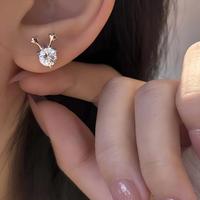 Boucles d'oreilles clous en argent sterling 925 avec moissanite, motif bois de cerf, mignonnes, thème forêt