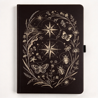 Carnet à couverture rigide en PU personnalisé, motif étoile et fleurs sauvages, avec élastique, journal à points