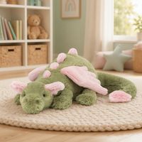 Jelly cat Nouvelle Peluche Dinosaure Mignon Dragon Matcha Dragon Sakura, Doudou Brodé avec Doublure en Maille Ultra Douce