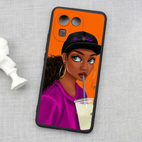 Dessin animé noir fille doux mat TPU luxe impression conception antichoc téléphone étui pour Xiaomi 12 Note14 Pro 5G 15