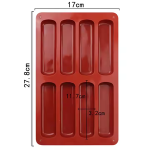 Bán Buôn 8-Mảnh Silicone Khuôn Mẫu Ngón Tay Dài Biscuit Fein1 Tuyết Thanh Mousse Ice Khay Bánh Công Cụ 100G OPP Túi Hình Chữ Nhật Số - Product Image 2