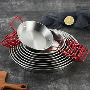 Poêle Plate à Double Anse <span class=keywords><strong>en</strong></span> Acier Inoxydable Style Coré<span class=keywords><strong>en</strong></span> avec Poignée pour Cuisine Instantanée de Nouilles Ramen et Présentation de Plats de Fruits de Mer lors de Fêtes - Product Image 1